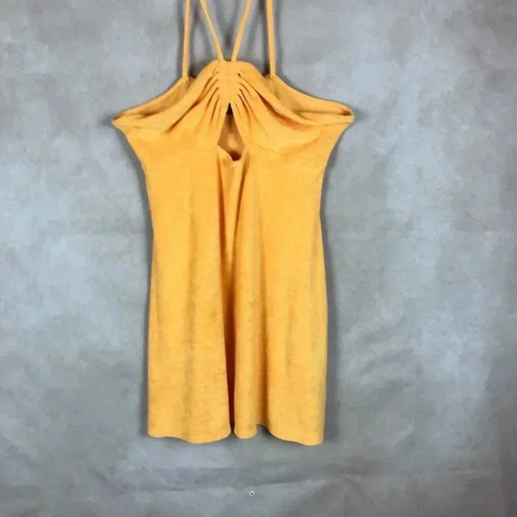 H&M Orange Terry Halter Beach Summer Dress LARGE - Picture 8 of 13